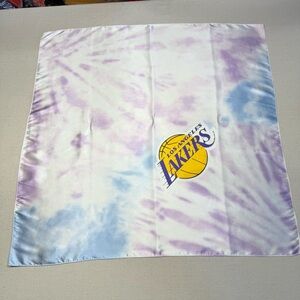 Los Angeles LA Lakers Silky Satin Scarf Square 26 X 26 Purple Blue Tie Dye